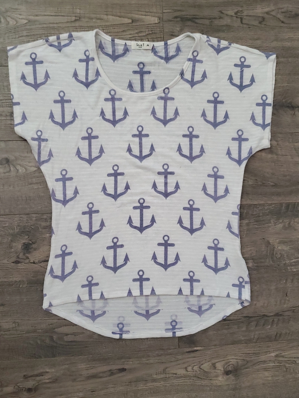 Women’s White Short Sleeve Anchor Print Tee